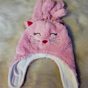 Wonder Nation Pink Kitten Hat Velcro Closure & Mittens Set
